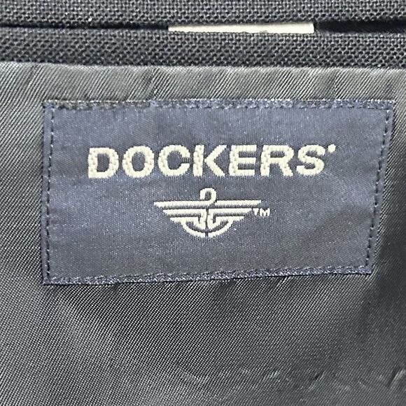 Dockers 42R Blazer Worsted Wool Blend Navy Blue Pewter Two Button Lined Vented - Picture 3 of 8